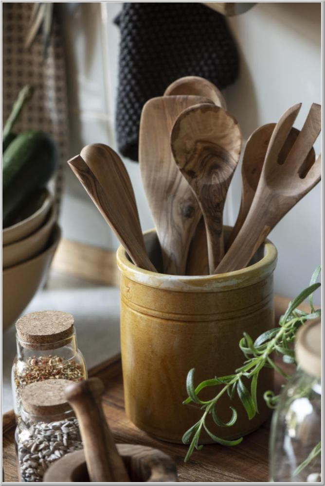 Preview: Salatbesteck aus Olivenholz L30cm Preview: Salatbesteck aus Olivenholz L30cm