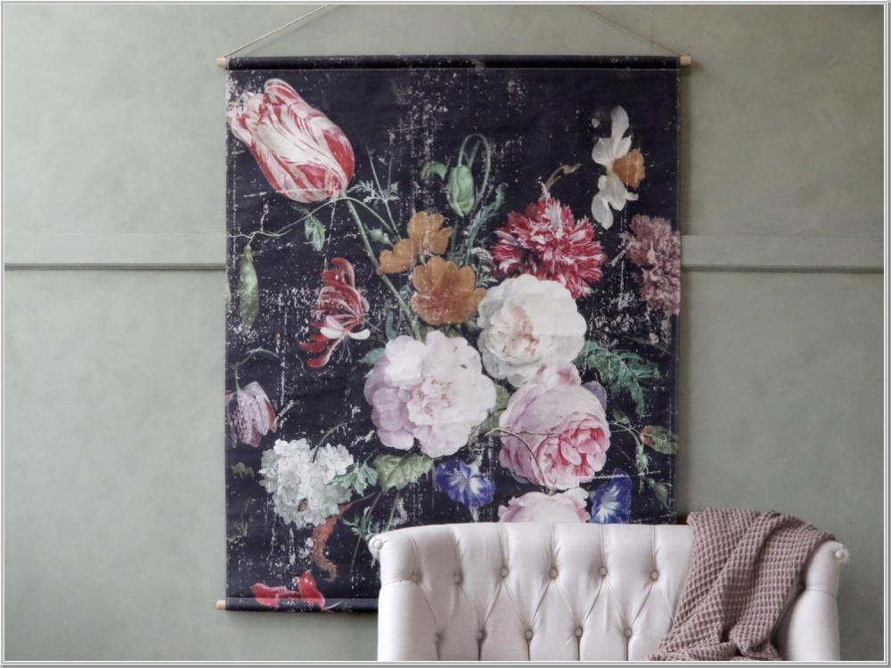 Preview: Leinwandbild Blumenmuster Kunstdruck H145x124cm Preview: Leinwandbild Blumenmuster Kunstdruck H145x124cm