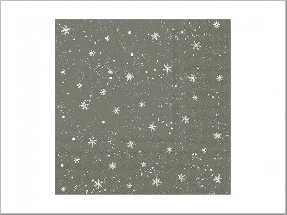Serviette m. Schneeflocken 33x33 20stck. Olive Serviette m. Schneeflocken 33x33 20stck. Olive