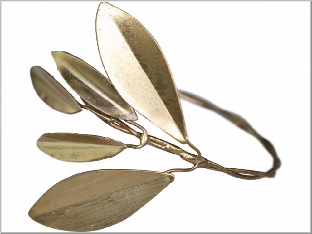 Preview: Serviettenring m.Blatt Messing L7cm Preview: Serviettenring m.Blatt Messing L7cm
