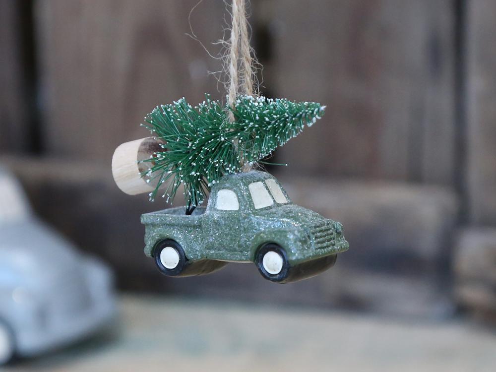 Velour Auto mit Weihnachtsbaum L6x3cm Velour Auto mit Weihnachtsbaum L6x3cm