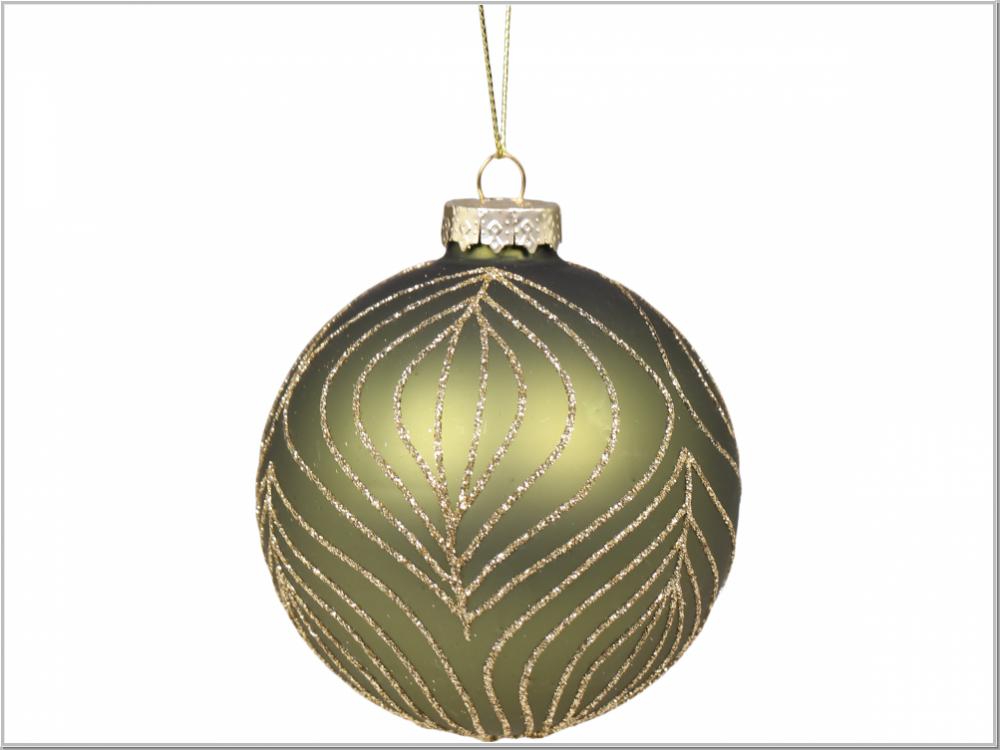 Preview: Christbaumkugel m.goldenem Muster Ø8cm Preview: Christbaumkugel m.goldenem Muster Ø8cm