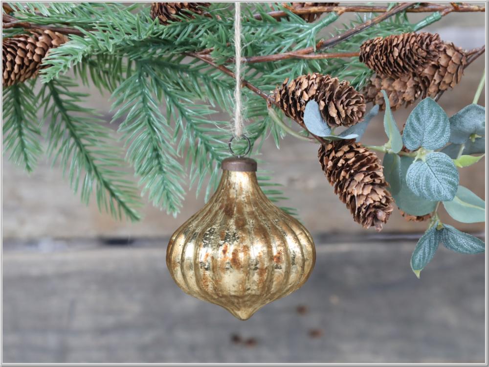 Preview: Christbaumkugel Glas Champagner H10cm Preview: Christbaumkugel Glas Champagner H10cm