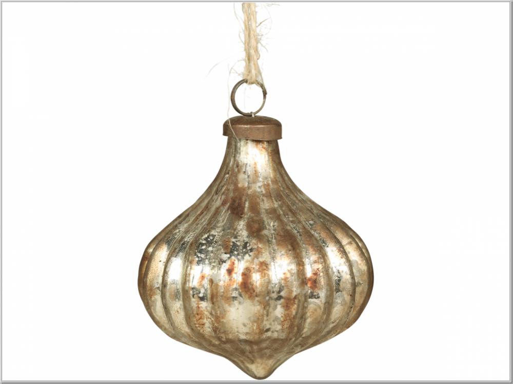 Preview: Christbaumkugel Glas Champagner H10cm Preview: Christbaumkugel Glas Champagner H10cm