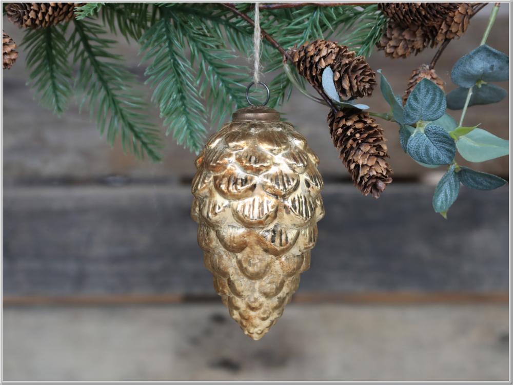 Preview: Christbaumkugel Zapfen Glas Champagner H15xØ8m Preview: Christbaumkugel Zapfen Glas Champagner H15xØ8m