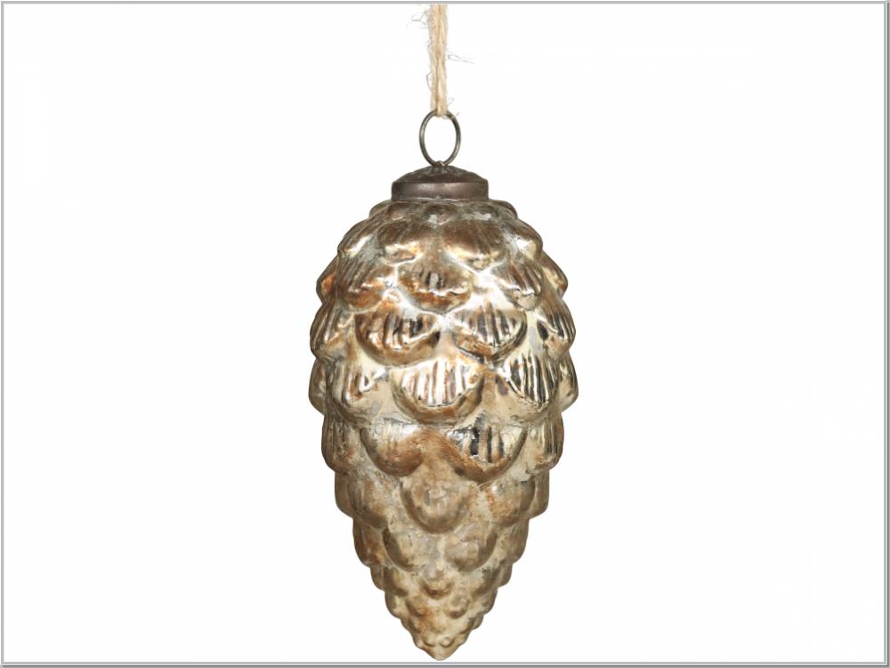 Preview: Christbaumkugel Zapfen Glas Champagner H15xØ8m Preview: Christbaumkugel Zapfen Glas Champagner H15xØ8m
