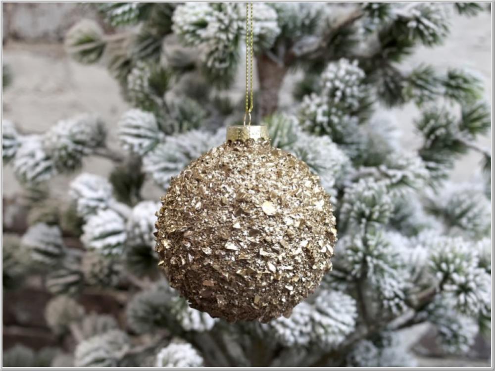 Preview: Christbaumkugel Glas Gold Ø8cm Preview: Christbaumkugel Glas Gold Ø8cm