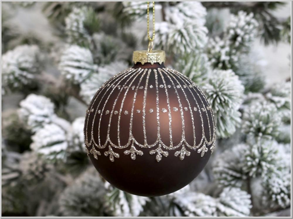 Preview: Christbaum Kugel Glas Glitzer Schokolade Ø8cm Preview: Christbaum Kugel Glas Glitzer Schokolade Ø8cm