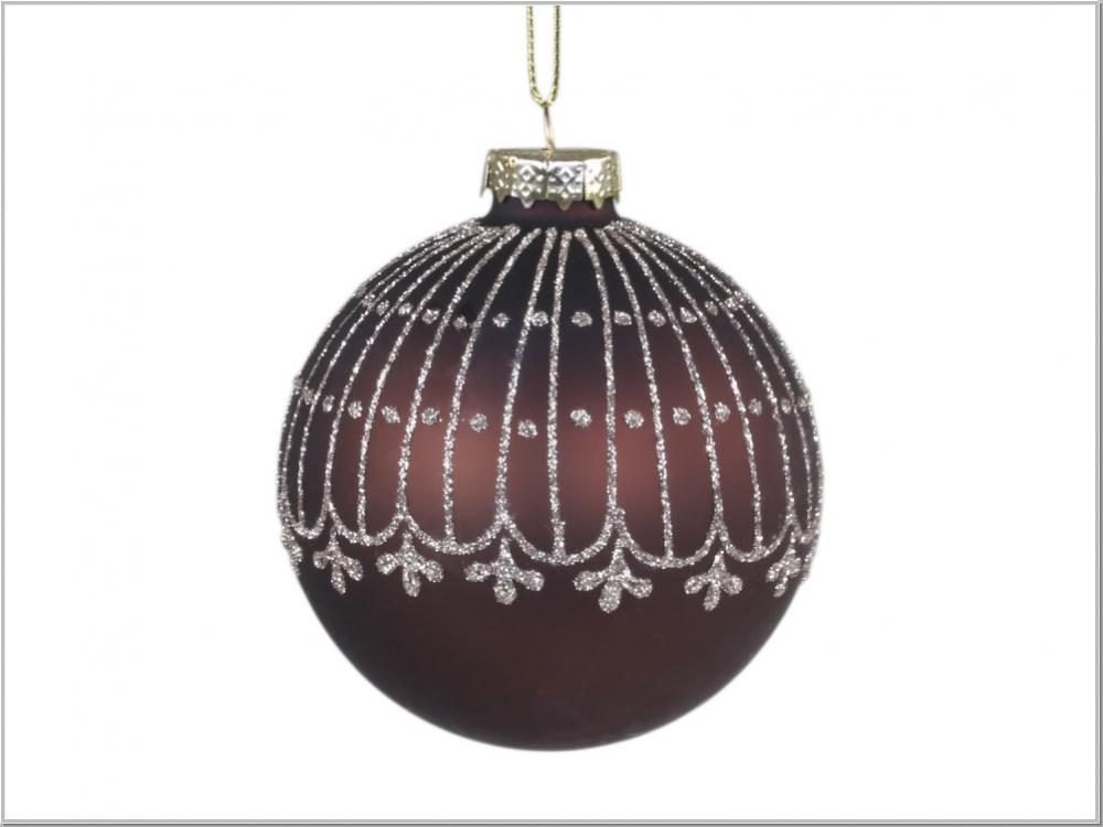 Preview: Christbaum Kugel Glas Glitzer Schokolade Ø8cm Preview: Christbaum Kugel Glas Glitzer Schokolade Ø8cm