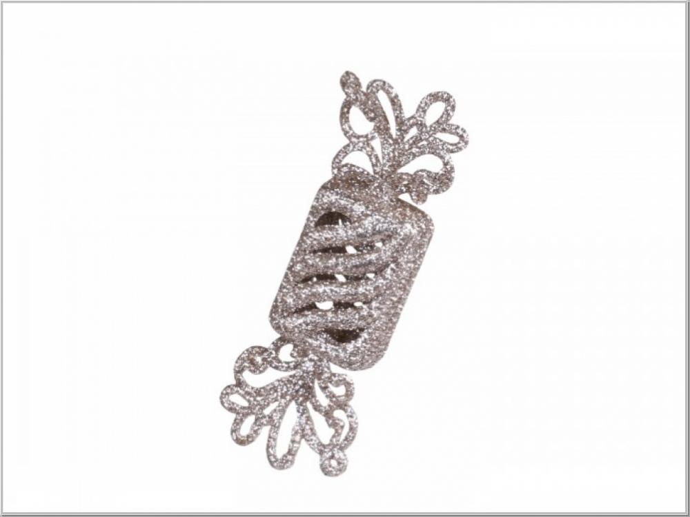 Anhänger Karamell Glitzer Silber H10x3cm Anhänger Karamell Glitzer Silber H10x3cm