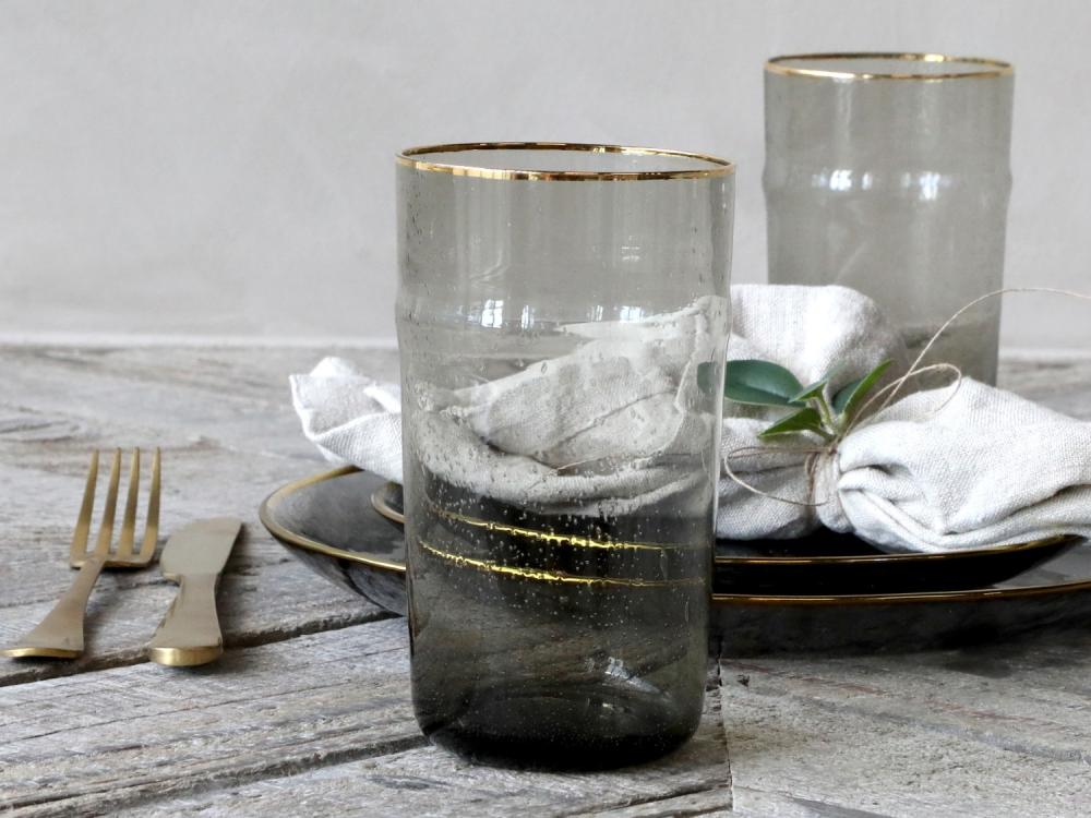 Glas mit Goldrand Wasserglass H14xØ8cm