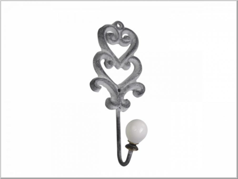 Altfranzösischer Wandhaken antik grau H16 cm Altfranzösischer Wandhaken antik grau H16 cm