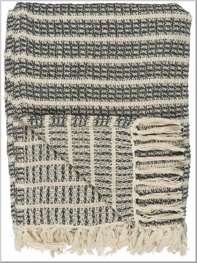 Plaid Strickdecke Creme/Grau 130x160cm mit Fransen Plaid Strickdecke Creme/Grau 130x160cm mit Fransen