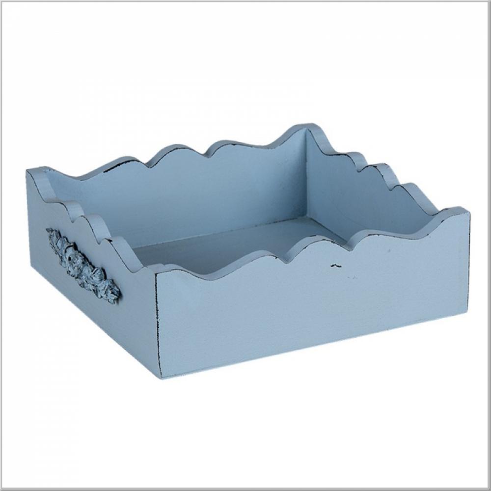 Preview: Serviettenhalter Holz Blau 20x22xH6cm Preview: Serviettenhalter Holz Blau 20x22xH6cm