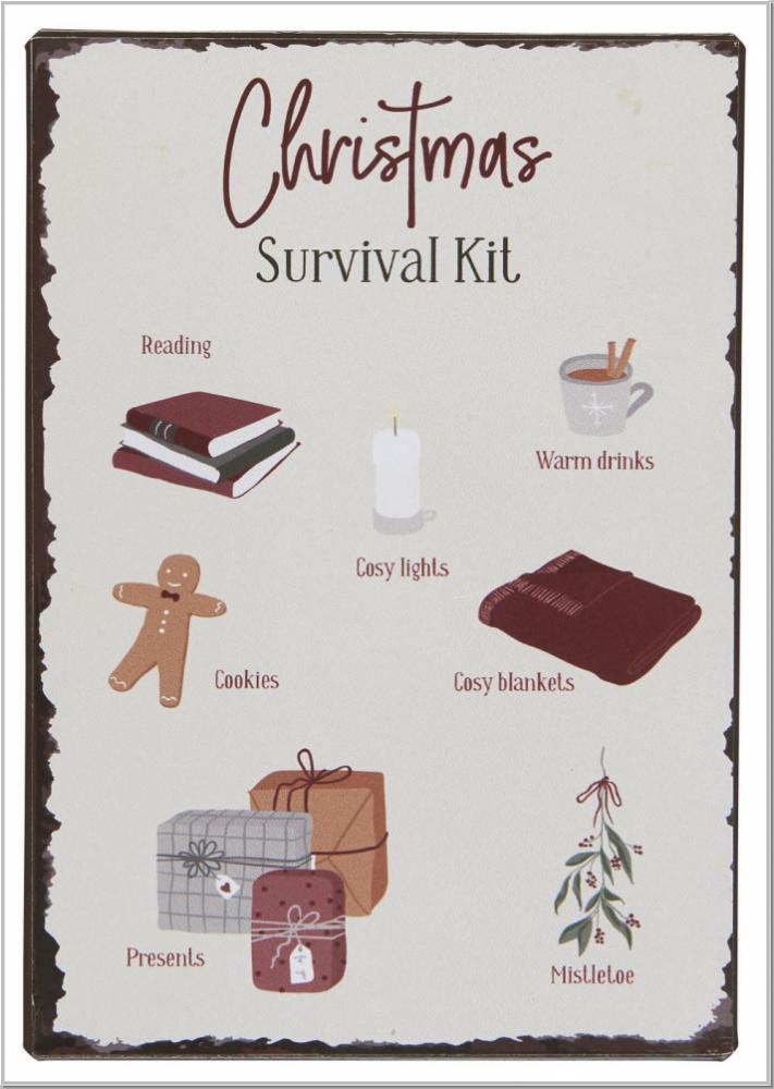 Metallschild Christmas Survival Kit H20cm