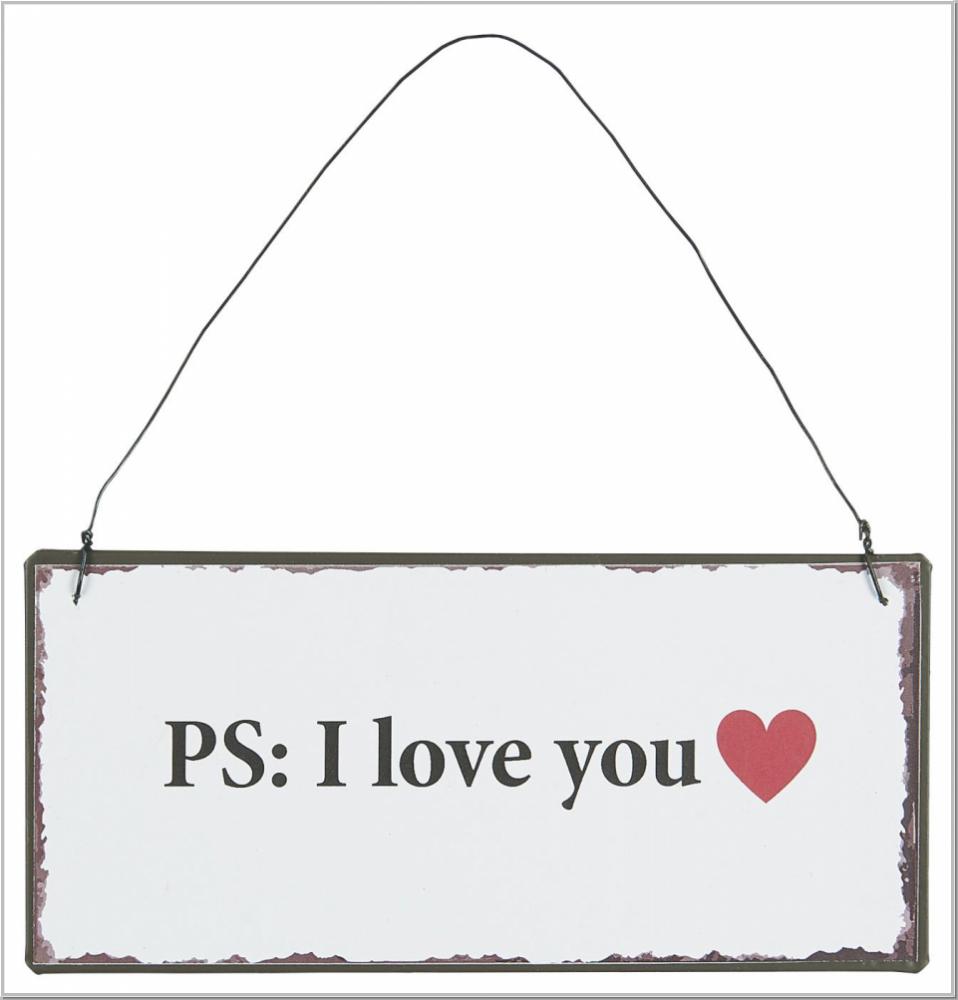 Ib Laursen Metallschild PS: I love you H7x15cm Ib Laursen Metallschild PS: I love you H7x15cm