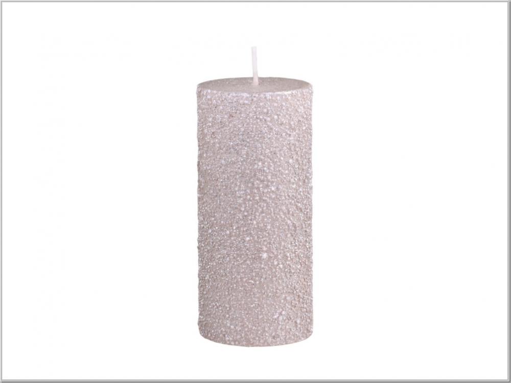 Preview: Macon rustikale Stumpenkerze Champagner Glitter H12x Ø6cm Preview: Macon rustikale Stumpenkerze Champagner Glitter H12x Ø6cm