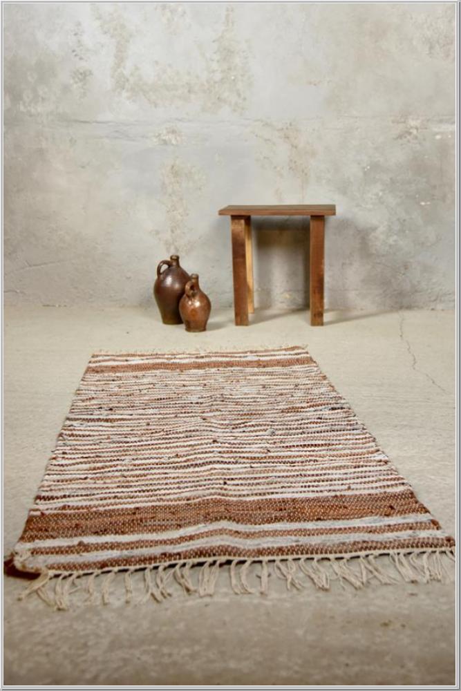 JDL Handgewebter Teppich aus Leder 70x140 cm