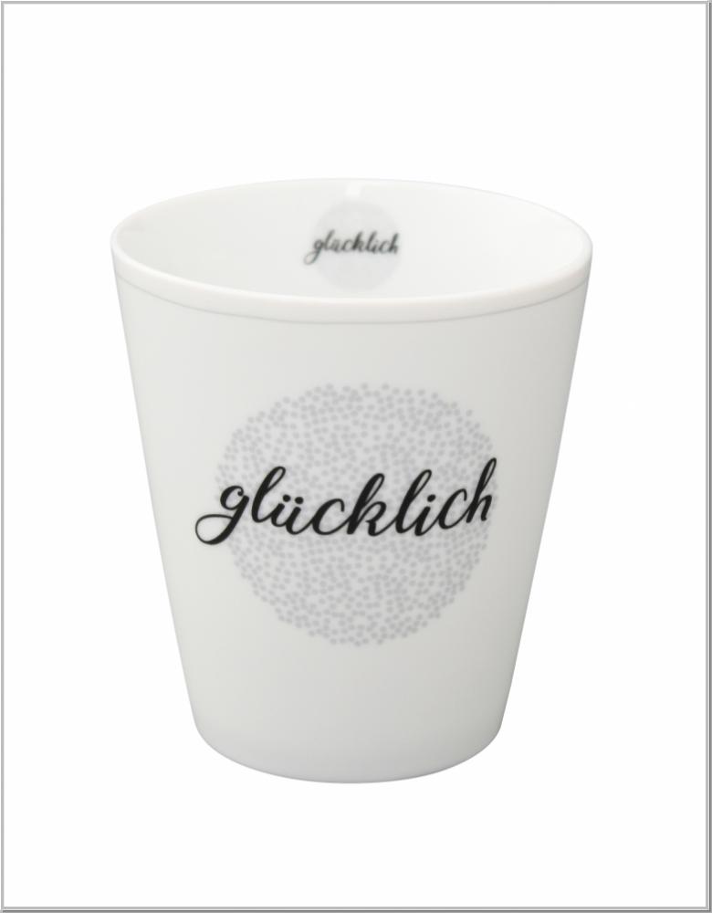 Happy Mug "glücklich" Kaffeebecher H10xØ9cm