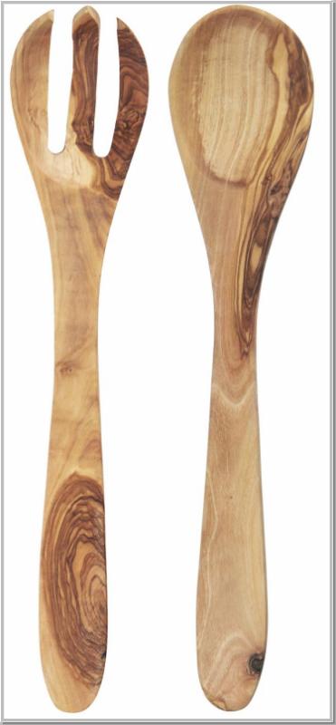 Salatbesteck aus Olivenholz L30cm Salatbesteck aus Olivenholz L30cm