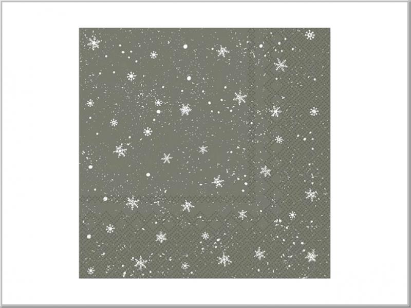 Serviette m. Schneeflocken 33x33 20stck. Olive Serviette m. Schneeflocken 33x33 20stck. Olive