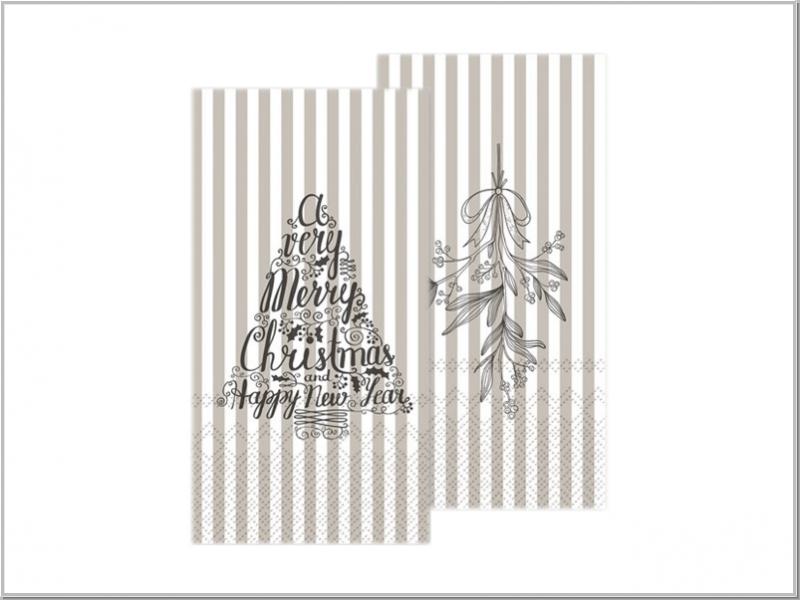 Serviette m. Weihnachtsbaum &Mistelzweig 20x10cm Serviette m. Weihnachtsbaum &Mistelzweig 20x10cm