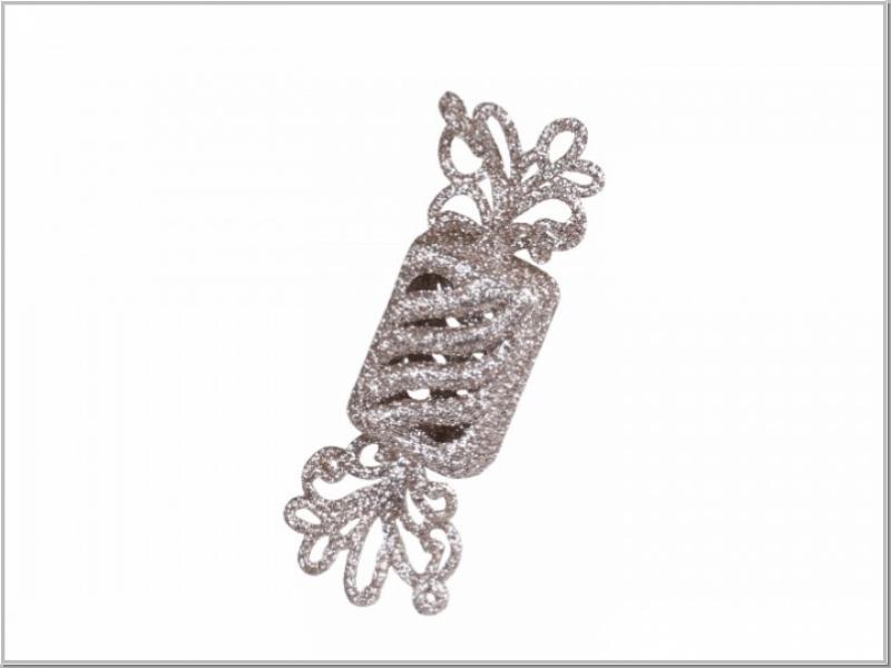 Anhänger Karamell Glitzer Silber H10x3cm Anhänger Karamell Glitzer Silber H10x3cm