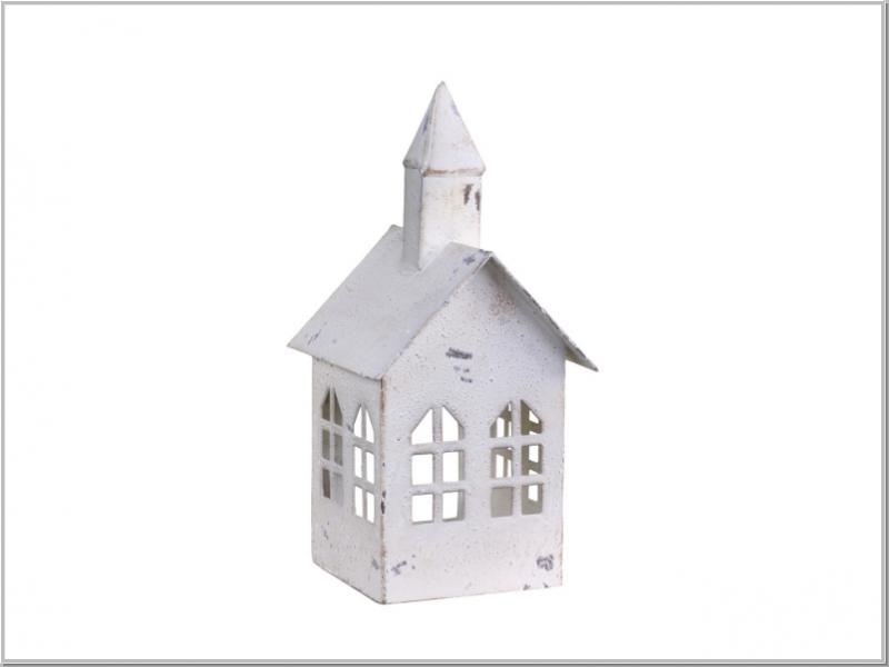 Lichthaus Laterne Kirche Creme H20cm