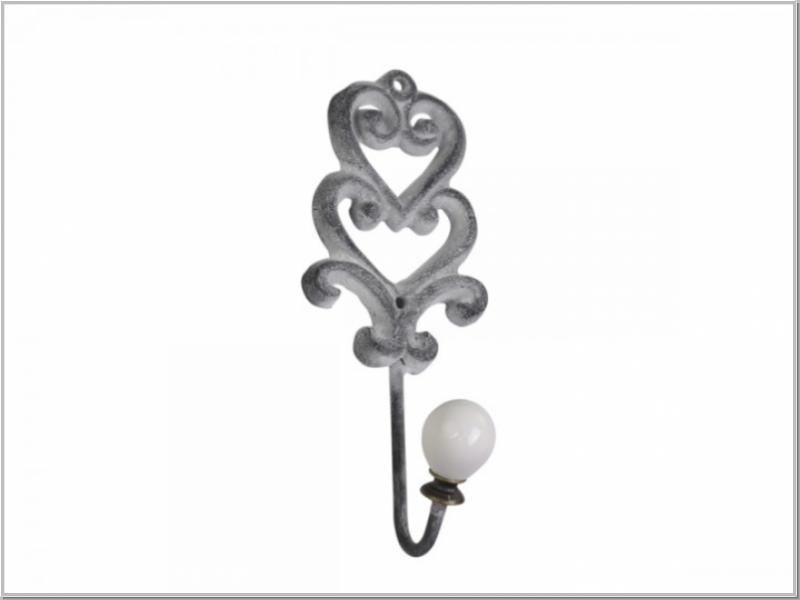 Altfranzösischer Wandhaken antik grau H16 cm Altfranzösischer Wandhaken antik grau H16 cm