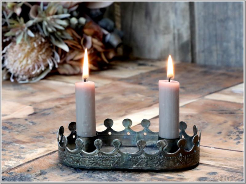 Kerzenständer m.Kronenrand L15cm