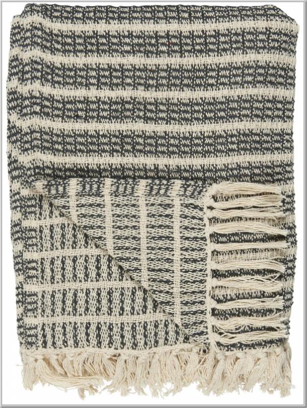 Plaid Strickdecke Creme/Grau 130x160cm mit Fransen Plaid Strickdecke Creme/Grau 130x160cm mit Fransen