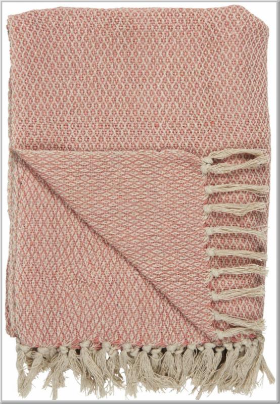 Plaid Strickdecke Creme/Coral 130x160cm mit Fransen Plaid Strickdecke Creme/Coral 130x160cm mit Fransen