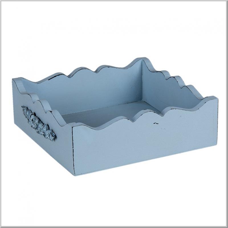 Serviettenhalter Holz Blau 20x22xH6cm Serviettenhalter Holz Blau 20x22xH6cm