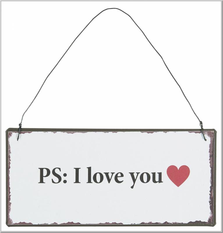 Ib Laursen Metallschild PS: I love you H7x15cm Ib Laursen Metallschild PS: I love you H7x15cm