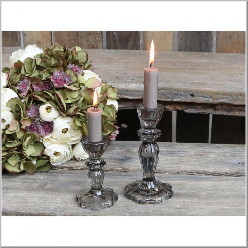 Kerzenständer Glas mit Spitzenkante H 10 cm