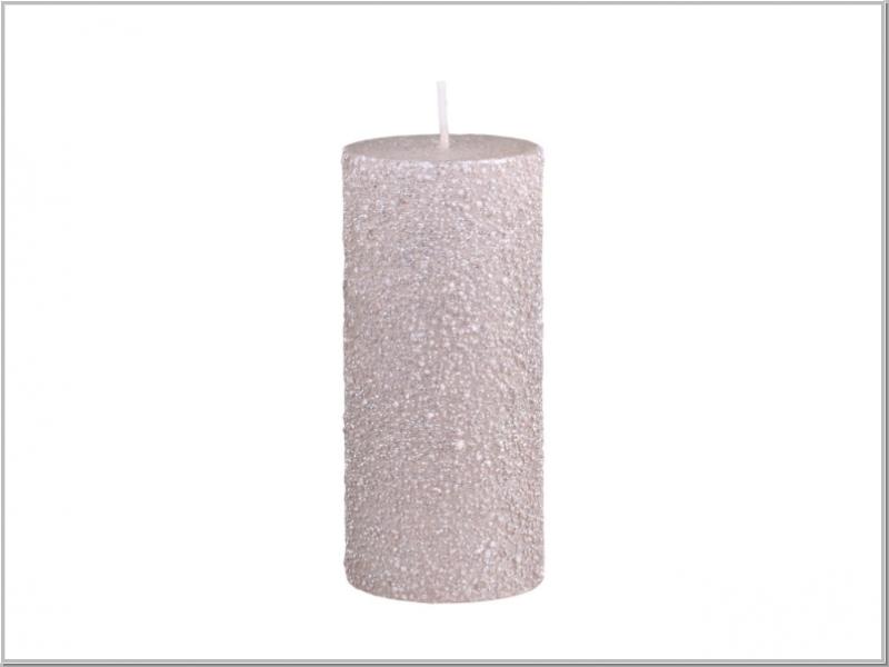 Macon rustikale Stumpenkerze Champagner Glitter H12x Ø6cm Macon rustikale Stumpenkerze Champagner Glitter H12x Ø6cm