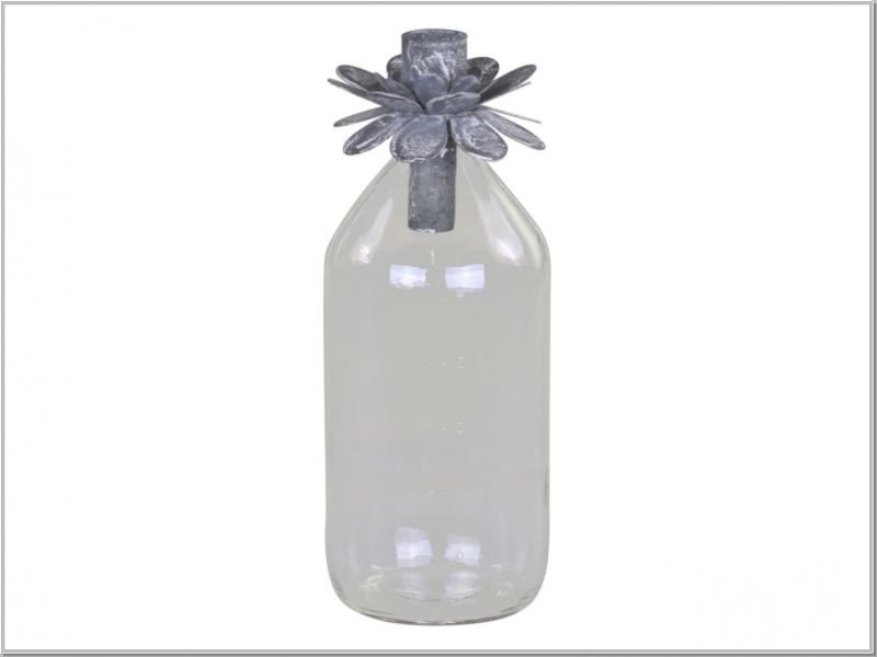 Glasflasche mit Halter für Spitzkerzen H21cm Glasflasche mit Halter für Spitzkerzen H21cm