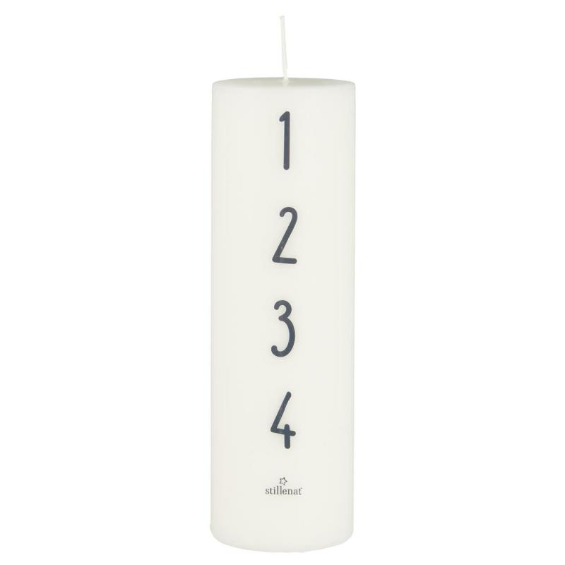 Adventskerze weiß H20cm mit Zahlen 1-4 Adventskerze weiß H20cm mit Zahlen 1-4