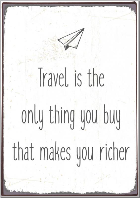 Metallschild Travel is the... H20 cm Metallschild Travel is the... H20 cm