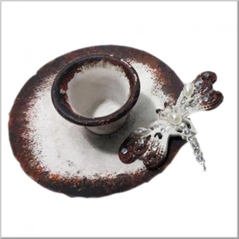 Kerzenständer Gusseisen mit Strass-Libelle Kerzenständer Gusseisen mit Strass-Libelle