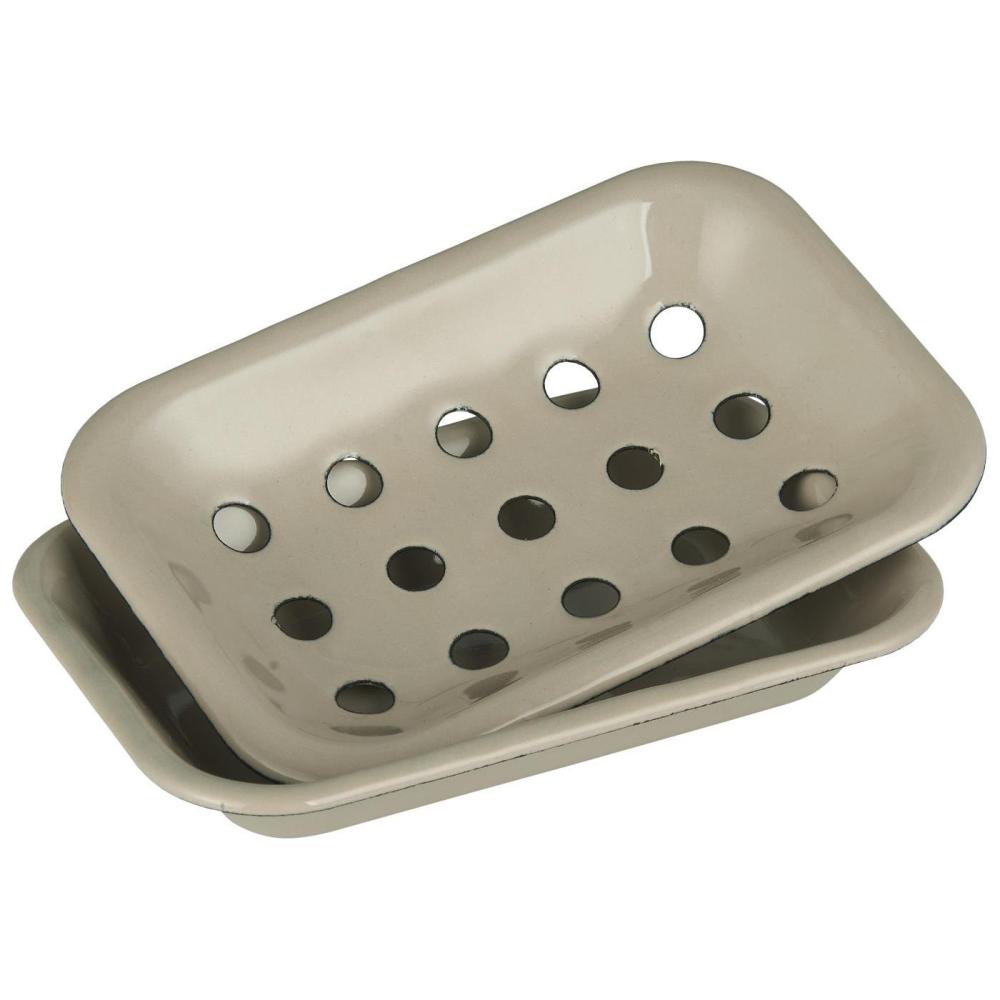 Preview: Soap dish made of enamel 2 parts 15.5x10.5cm Sand Preview: Soap dish made of enamel 2 parts 15.5x10.5cm Sand