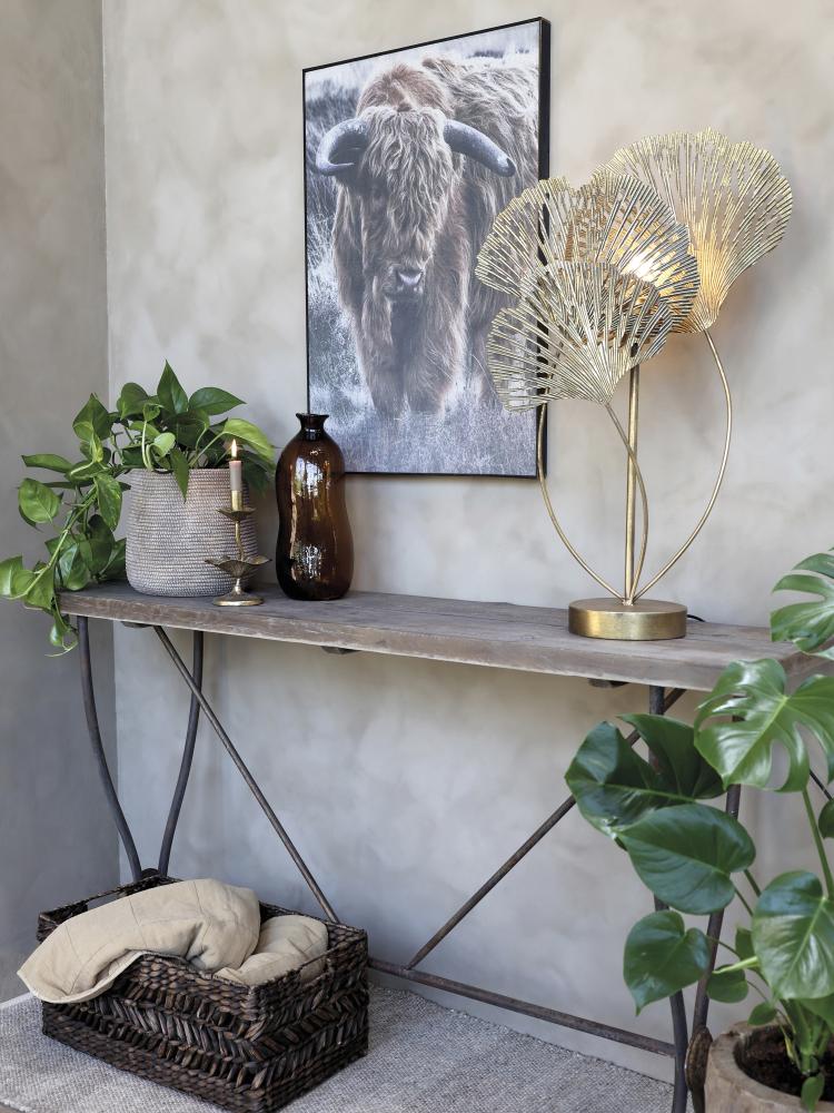 Preview: Candlestick brass with leaf decor H26412,5cm Preview: Candlestick brass with leaf decor H26412,5cm