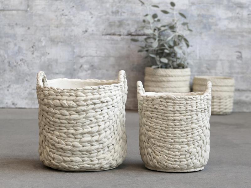 Planter Corte cement with braided pattern H24,,5xØ23cm