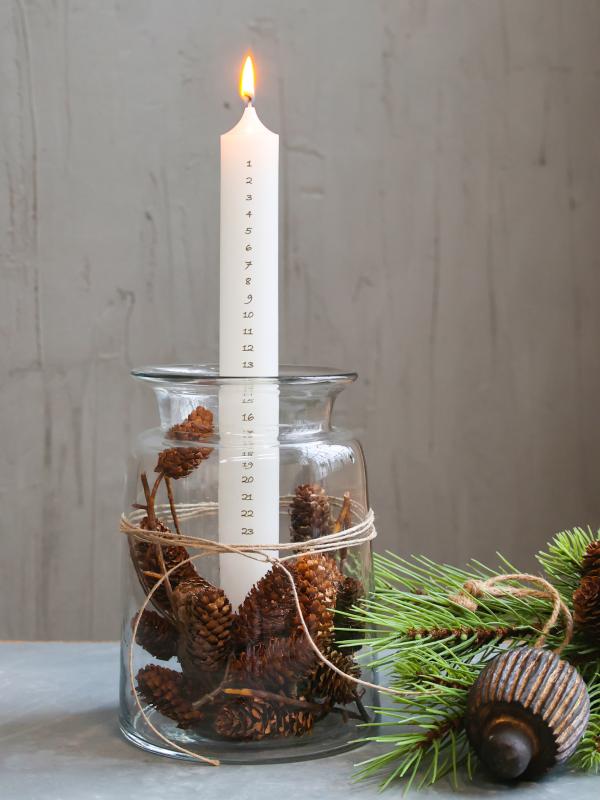 Advent candle calendar candle with gold print H29xØ3cm