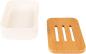 Preview: Seifenschale Keramik mit Bambusablage 10x8x3 cm