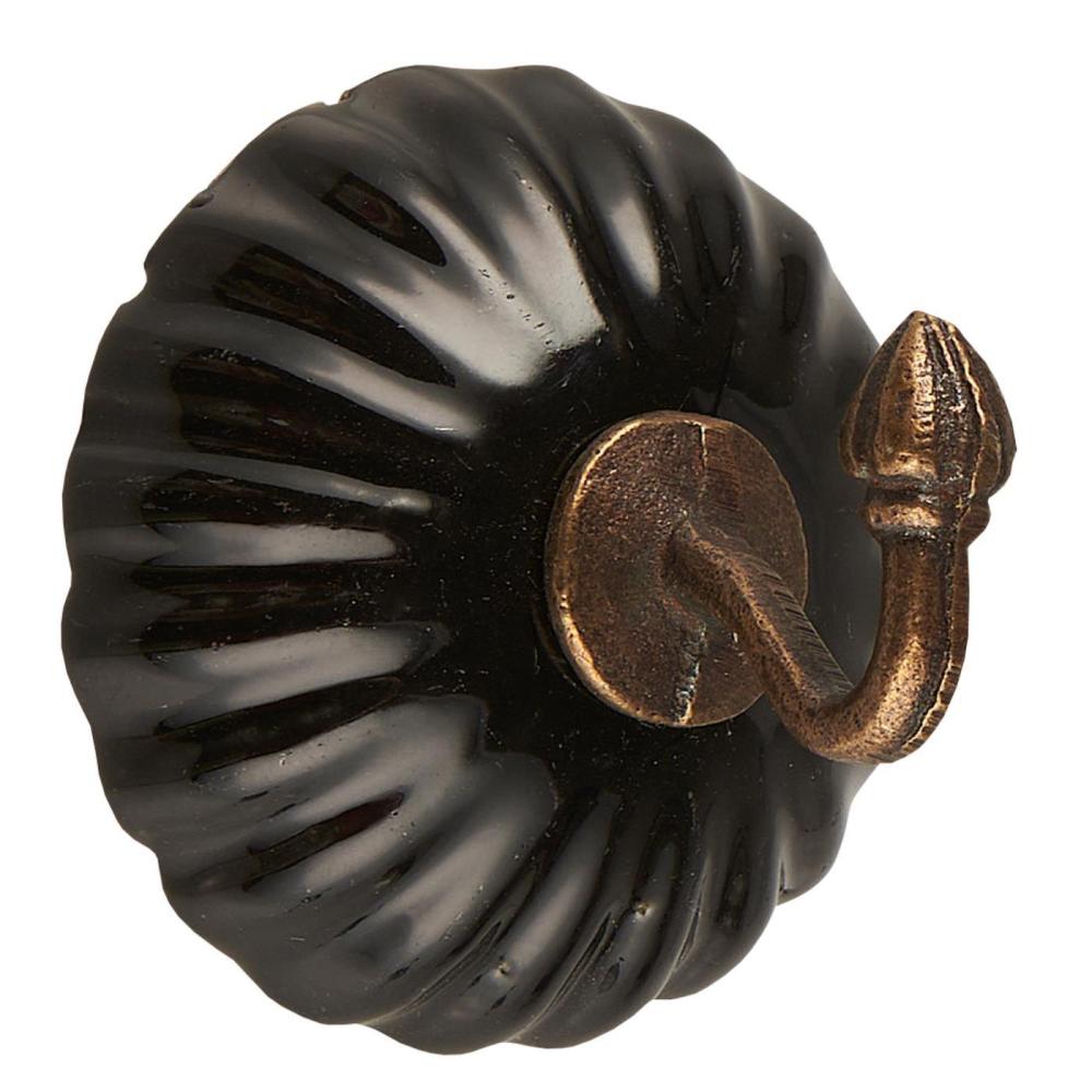 Einzelhaken mit Keramikfront – Wandhaken Vintage, Metall/Keramik, Ø 5 cm