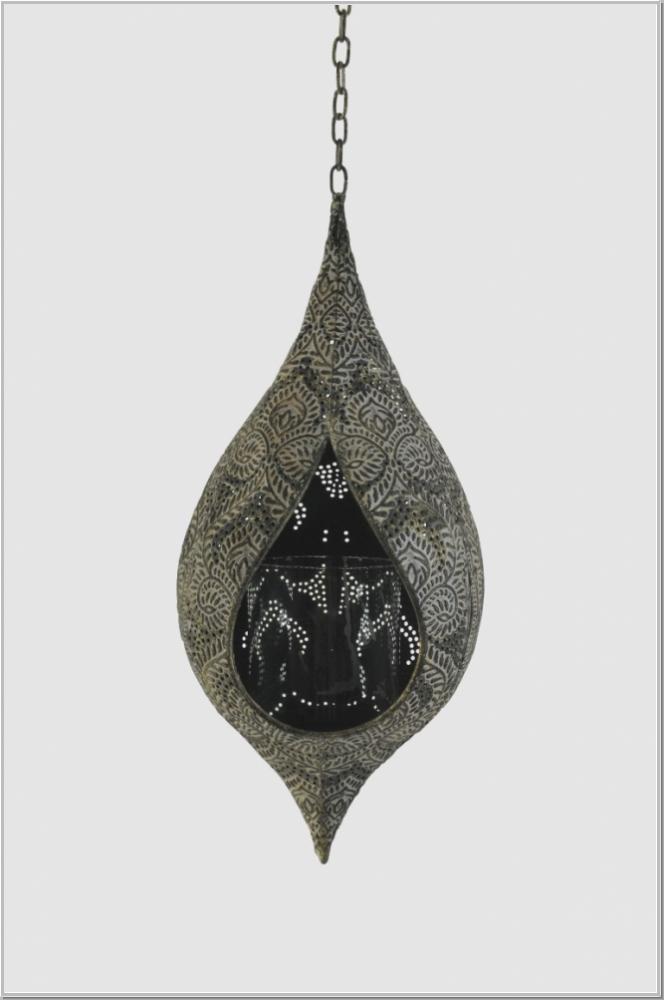Hanging lantern with glass insert gray Ø15xH36cm
