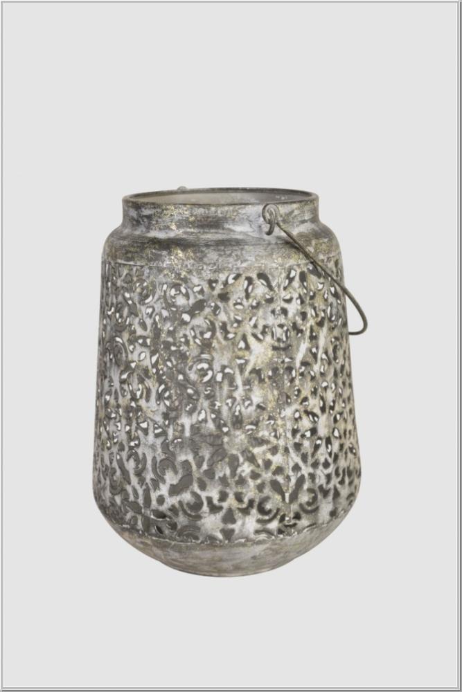 Hanging lantern with glass insert gray Ø18xH24cm