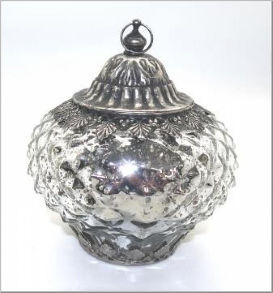 LED Kugel Laterne Silber H15xØ14cm