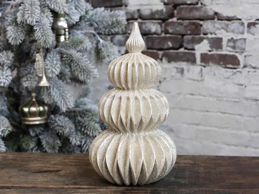 Christbaum Weihnachtsbaum Glitter Polyresin H27cm Champagner